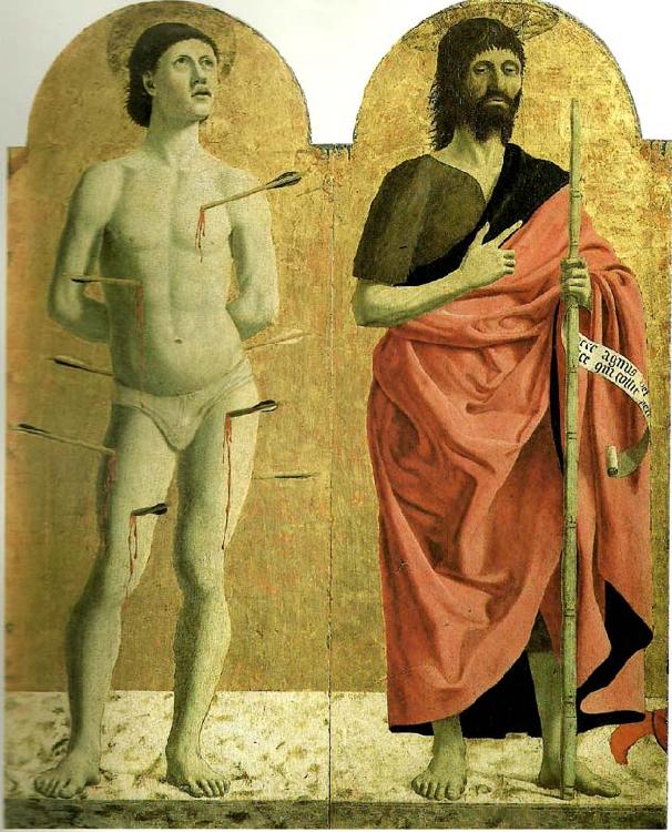 Piero della Francesca sts sebastian and john the baptist from the polyptych of the misericordia